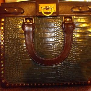 Leather attache bag Large